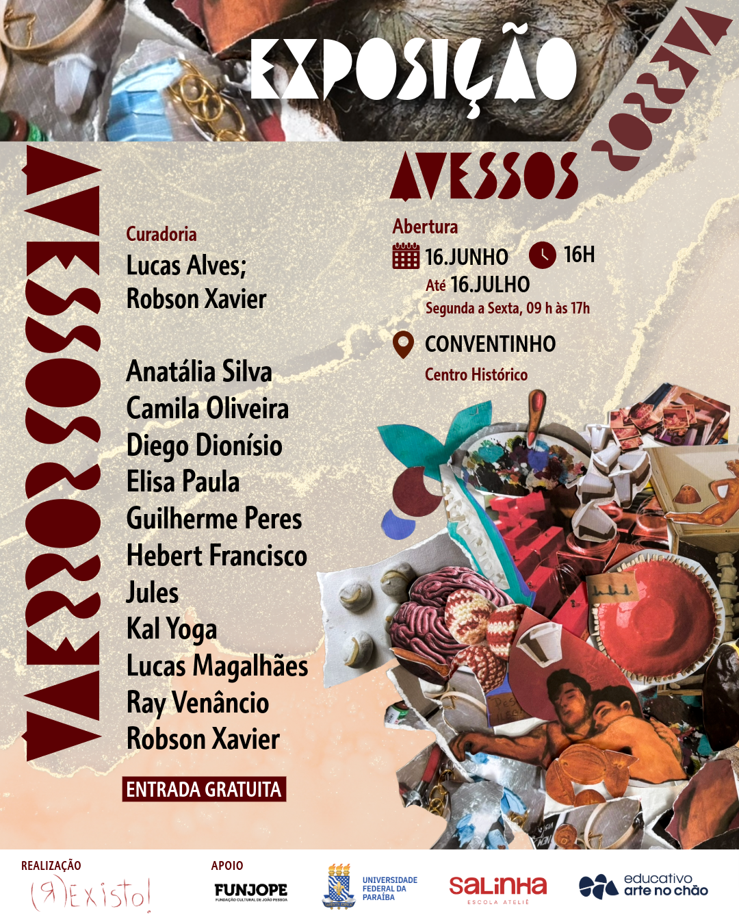Cartaz da exposição Avessos, com identidade visual de Elisa Paula